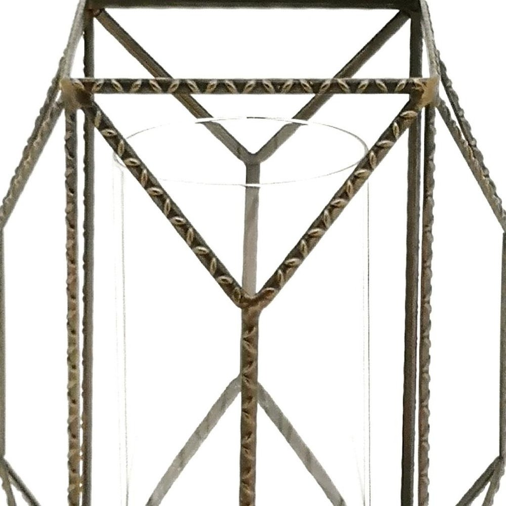 10" Gold Ornate Iron Tabletop Hurricane Candle Holder