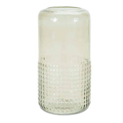 10" Green Distressed Abstract Glass Tabletop Pillar Candle Holder