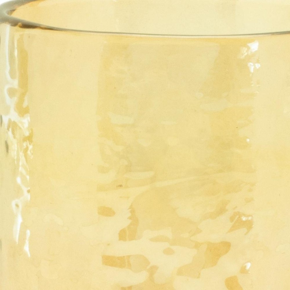 Set of Two Gold Abstract Glass Tabletop Pillar Candle Holders