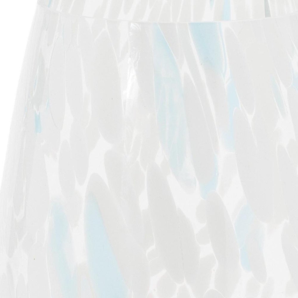 Set of Four Blue Distressed Abstract Glass Tabletop Pillar Candle Holders