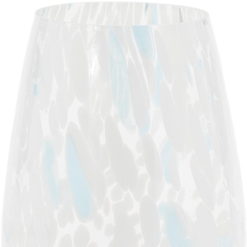 Set of Four Blue Distressed Abstract Glass Tabletop Pillar Candle Holders