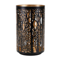 Set of Two Black Abstract Iron Tabletop Hurricane Candle Holders