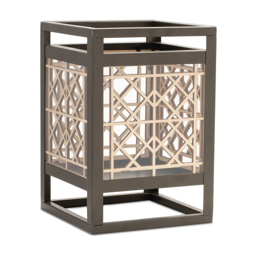 10" Brown Abstract Iron Tabletop Lantern Candle Holder