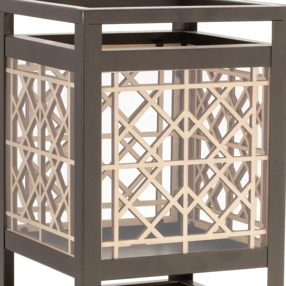 10" Brown Abstract Iron Tabletop Lantern Candle Holder
