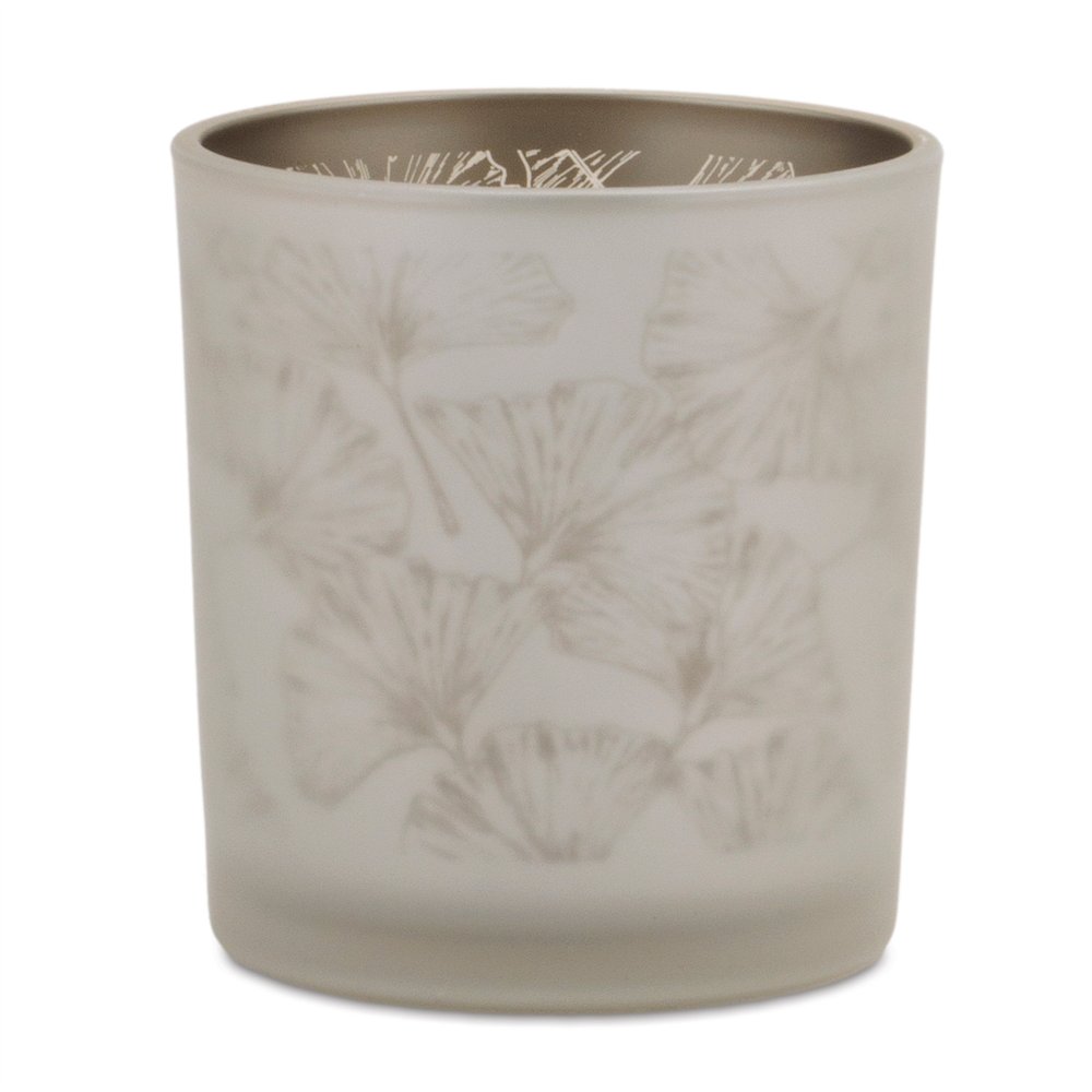 Set of Three Cool Gray Abstract Glass Tabletop Votive Candle Holders
