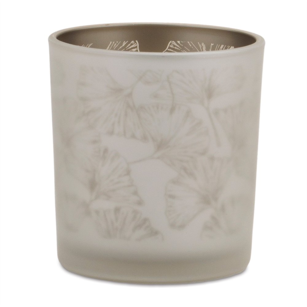 Set of Three Cool Gray Abstract Glass Tabletop Votive Candle Holders