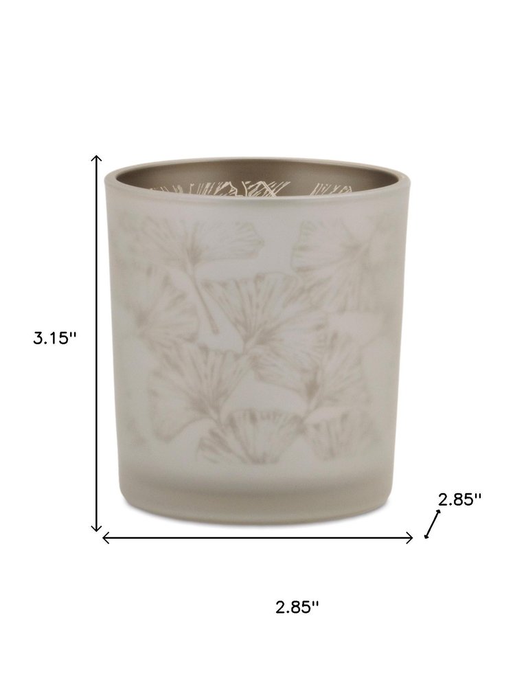 Set of Three Cool Gray Abstract Glass Tabletop Votive Candle Holders