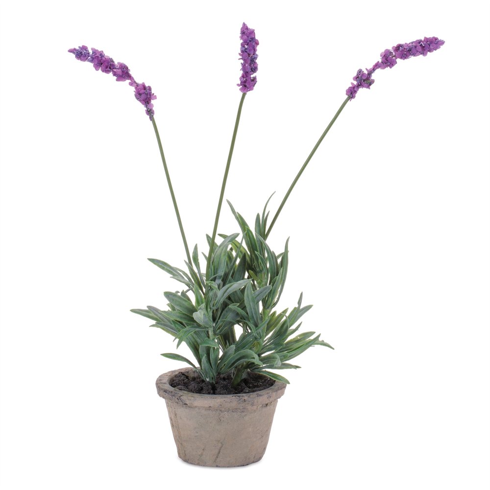 15" Purple Artificial In Round Ash Gray Concrete Pot