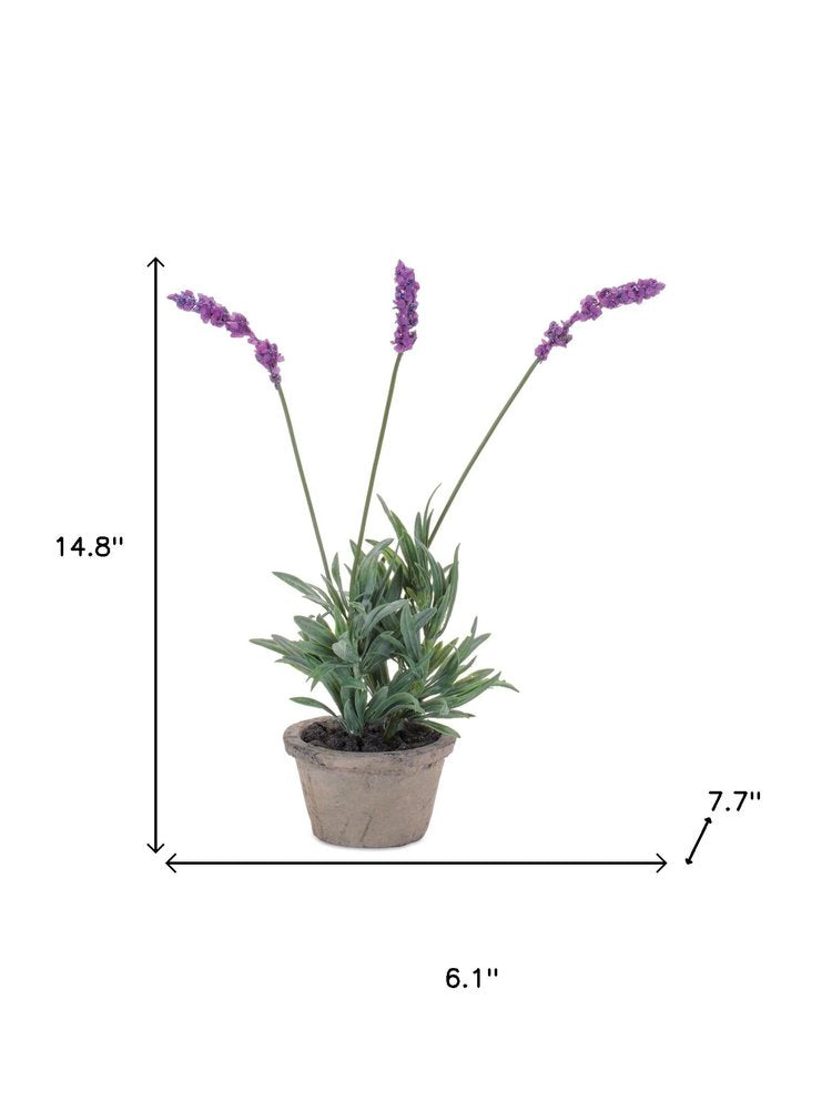 15" Purple Artificial In Round Ash Gray Concrete Pot