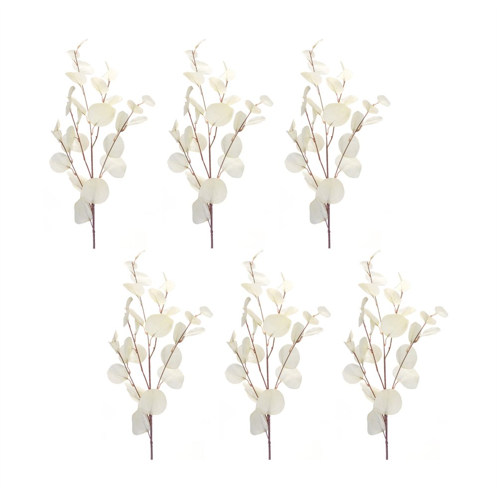 Set of Six 34" White Artificial Eucalyptus Tree