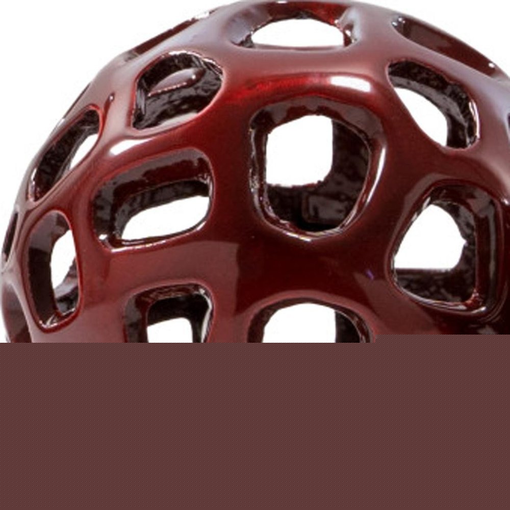 Set of Two Red Aluminum Hand Painted Decorative Orbs
