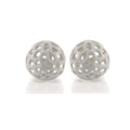 Set of Two White Aluminum Hand Painted Decorative Orbs