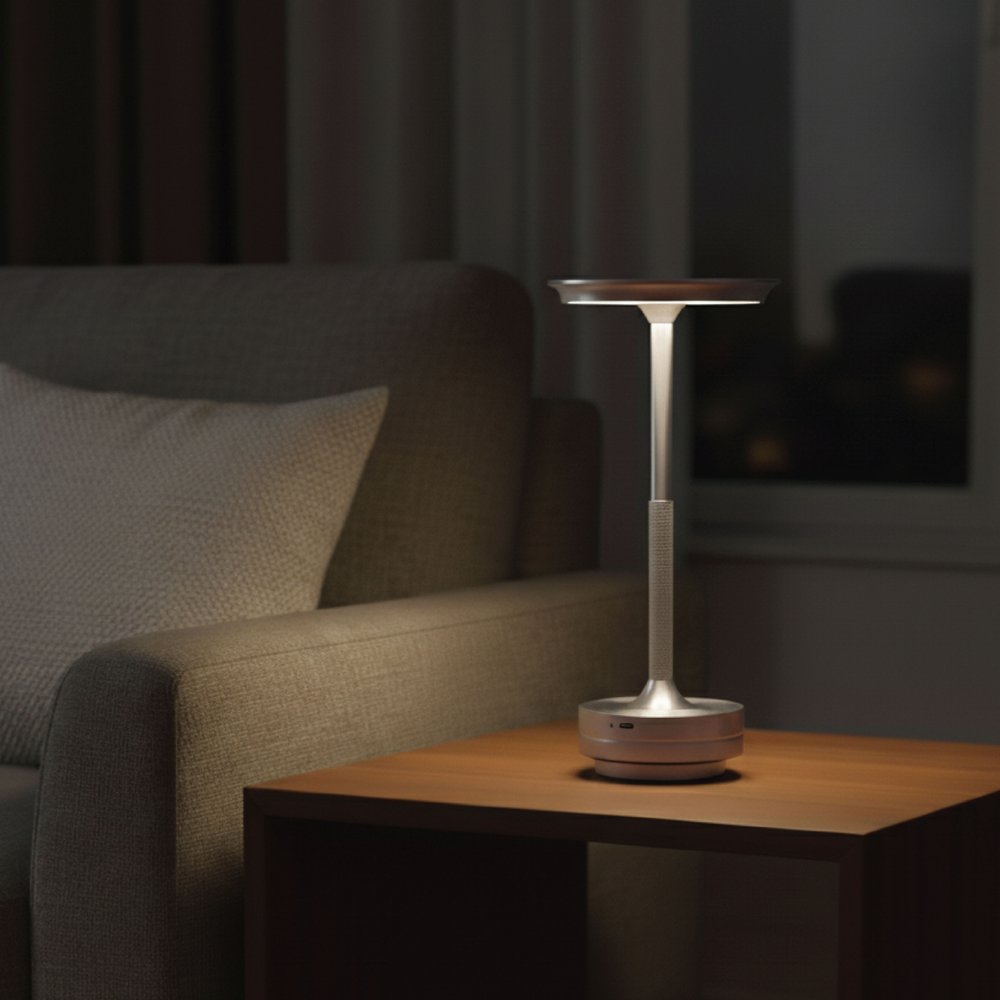 11" Silver Round Table Lamp