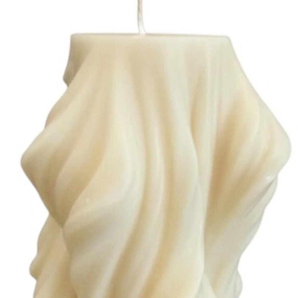 4" White Unscented Dimensional Twist Candle