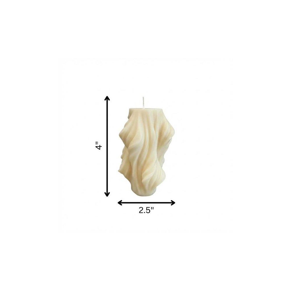 4" White Himalayan Bamboo Scented Dimensional Twist Candle