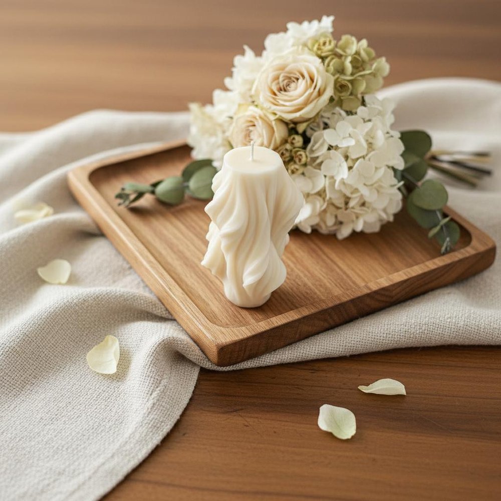 4" White Himalayan Bamboo Scented Dimensional Twist Candle