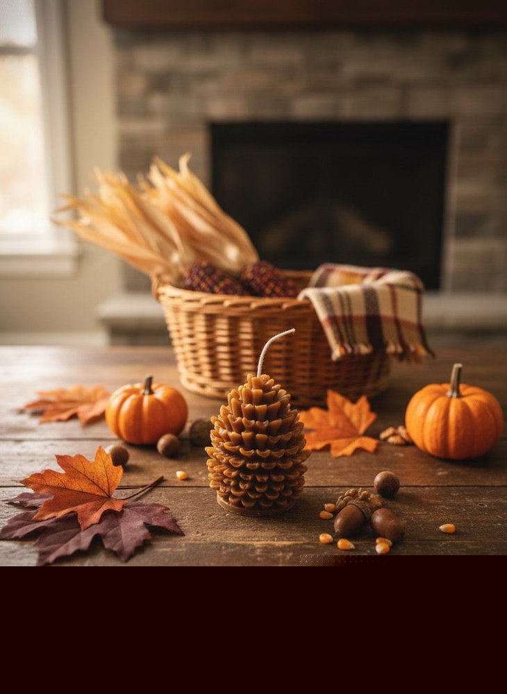 3" Brown Autumn Harvest Scented Dimensional Pinecone Candle
