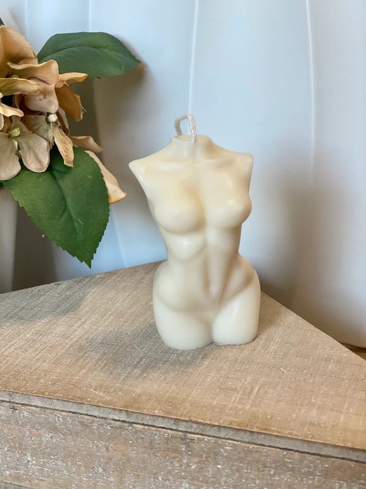 4" Ivory Black Ice Scented Dimensional Female Form Candle