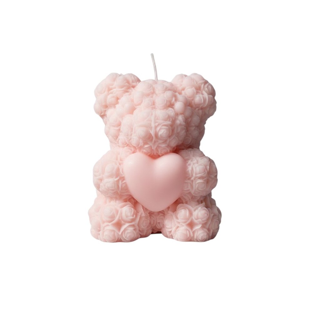 4" Pink Love Spell Scented Dimensional Teddy Bear Candle