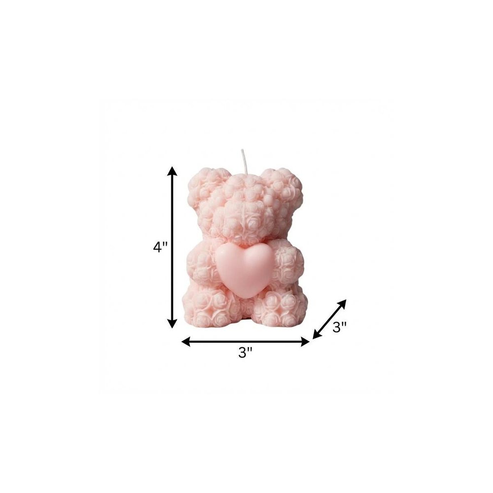 4" Pink Love Spell Scented Dimensional Teddy Bear Candle