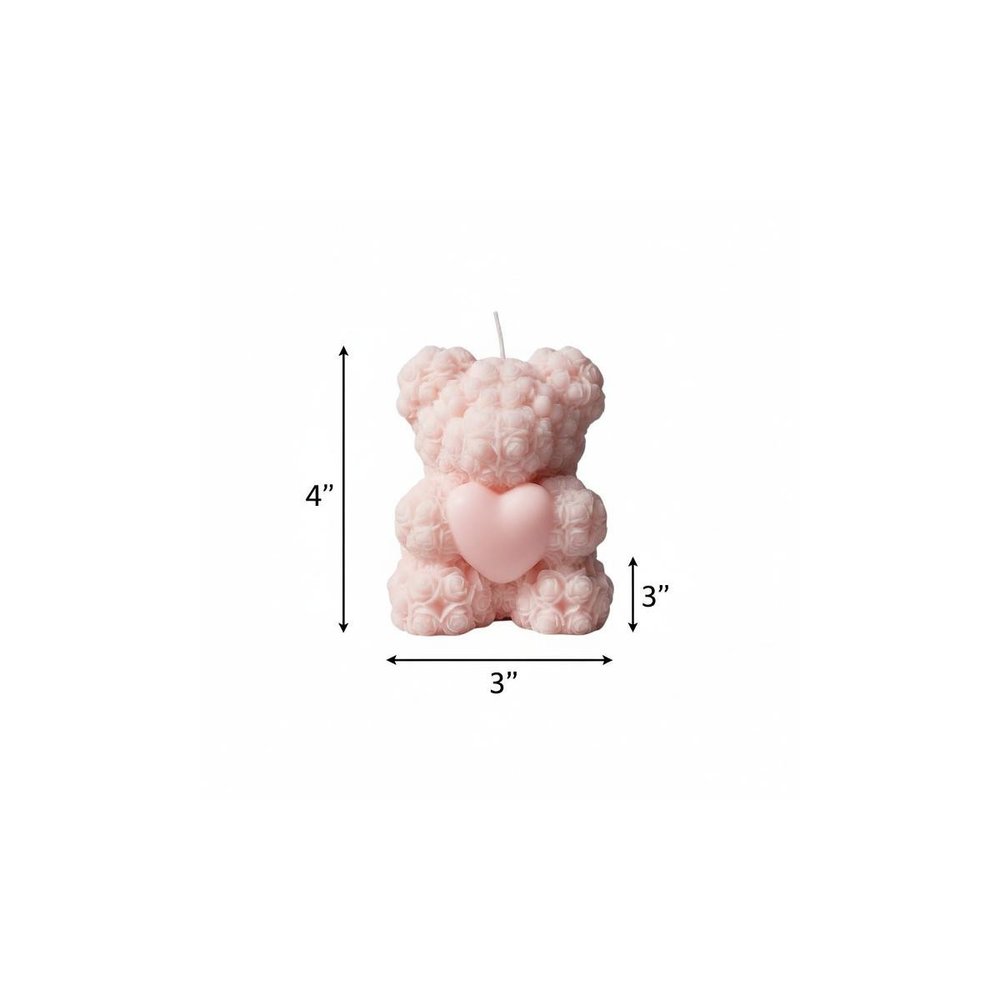 4" Pink Love Spell Scented Dimensional Teddy Bear Candle
