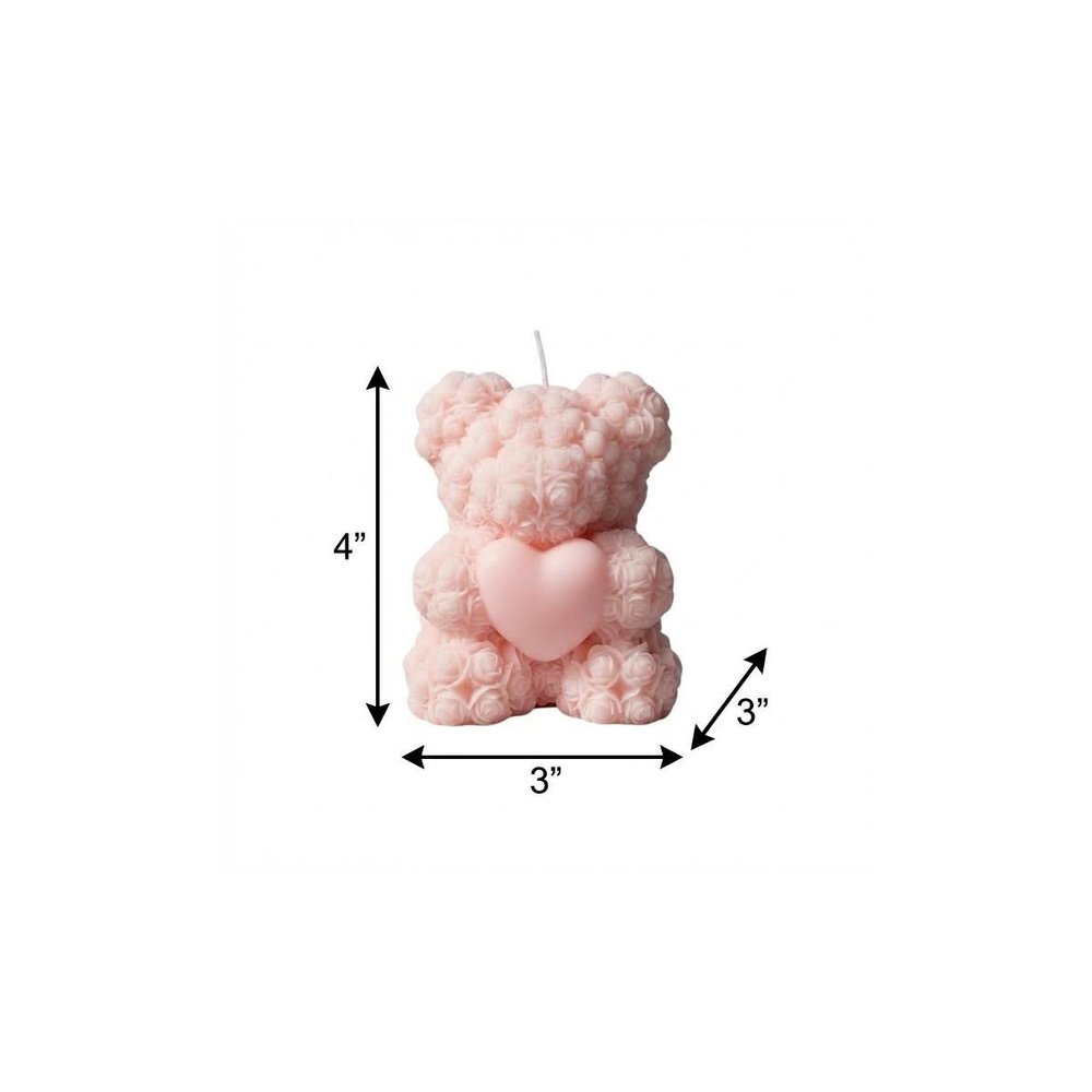 4" Pink Love Spell Scented Dimensional Teddy Bear Candle