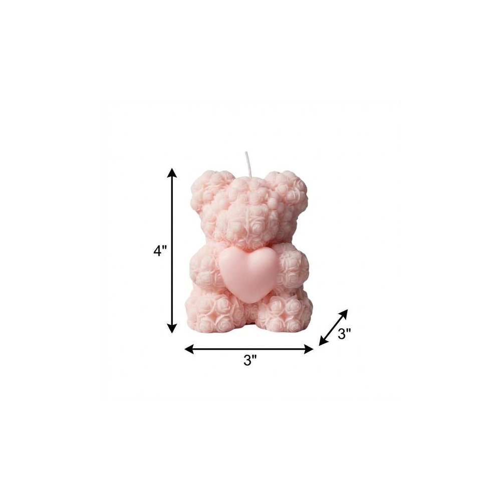 4" Pink Love Spell Scented Dimensional Teddy Bear Candle