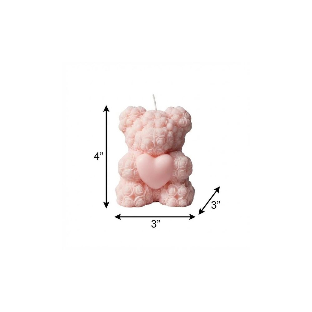 4" Pink Love Spell Scented Dimensional Teddy Bear Candle