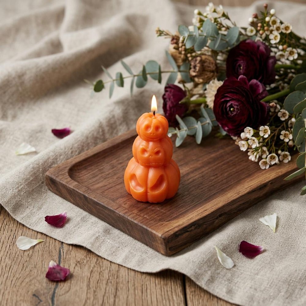 3" Orange Unscented Dimensional Pumpkin Candle