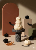 3" Ivory Unscented Dimensional Pumpkin Candle