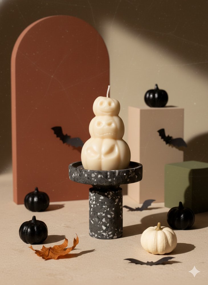 3" Ivory Unscented Dimensional Pumpkin Candle