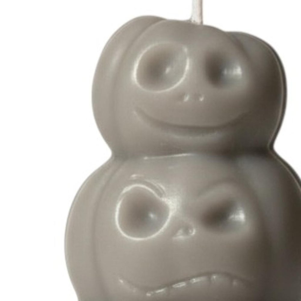3" Gray Unscented Dimensional Pumpkin Candle
