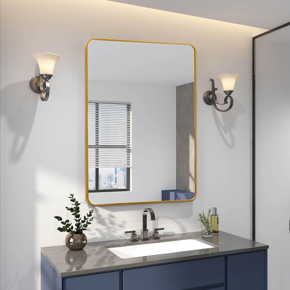 36" Gold Aluminum Framed Accent Mirror