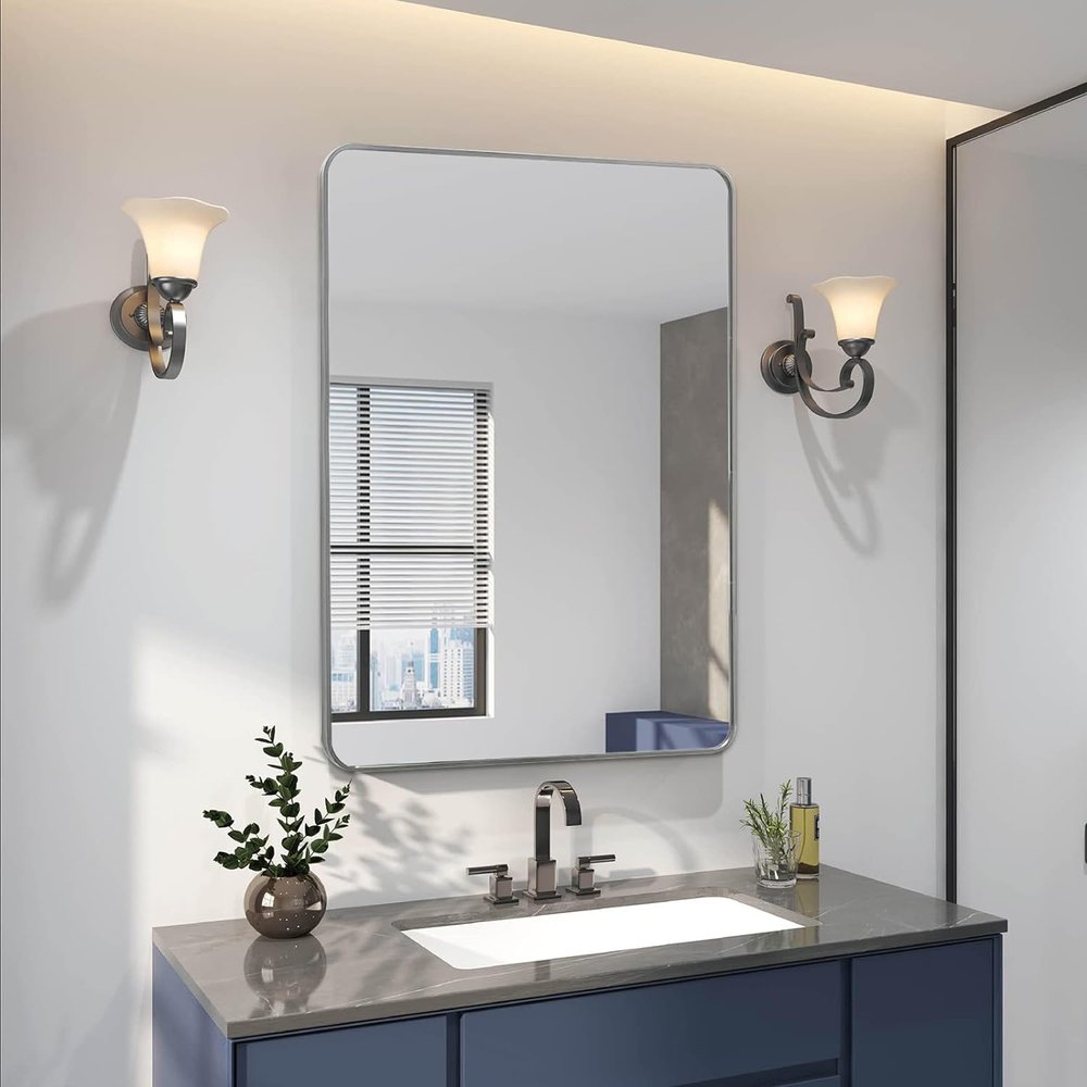 36" Silver Aluminum Framed Accent Mirror