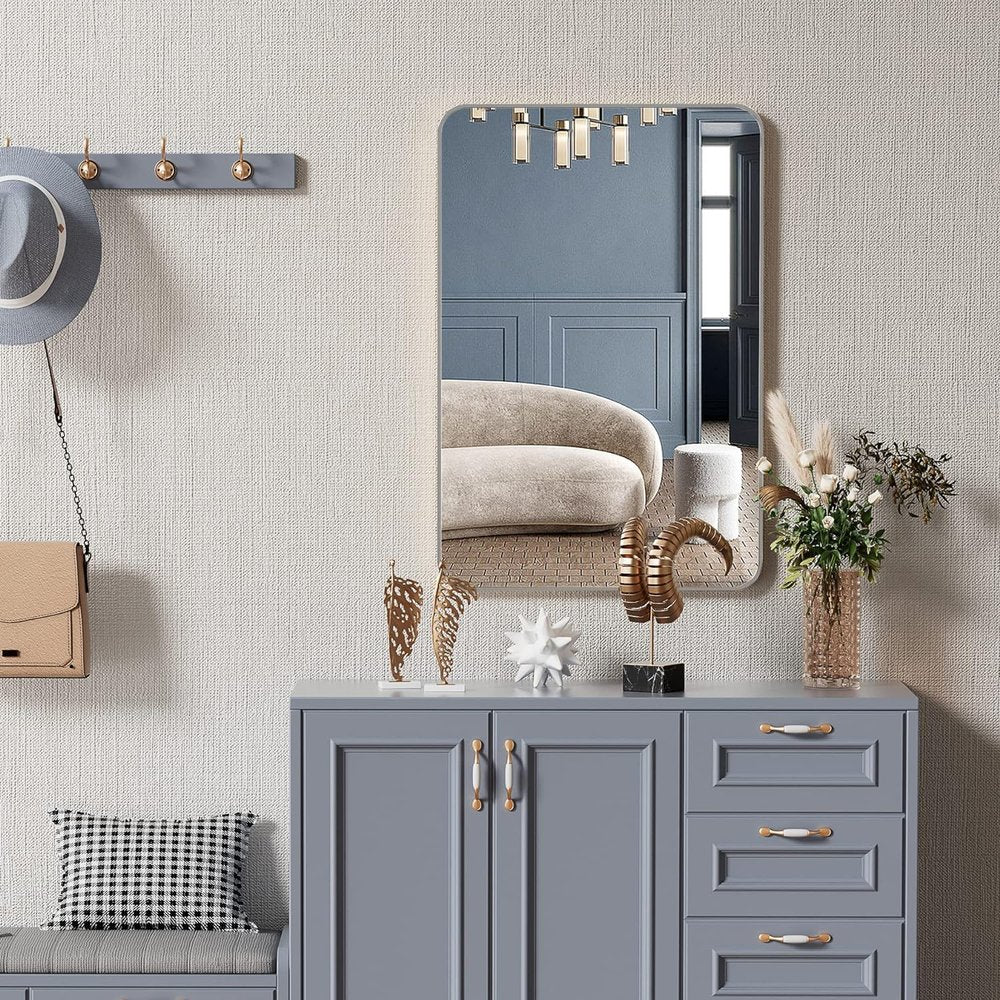 36" Silver Aluminum Framed Accent Mirror