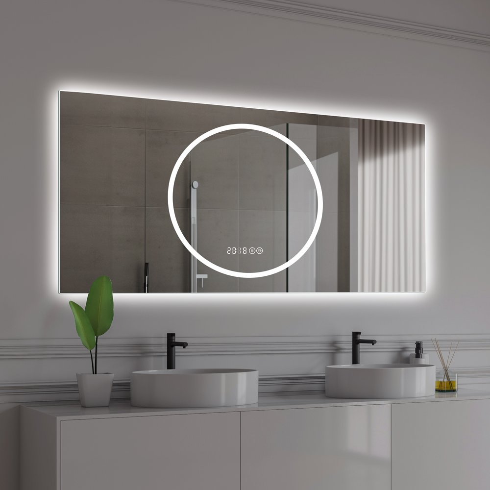 24" Lighted Frameless Anti Fog Bathroom Vanity Mirror