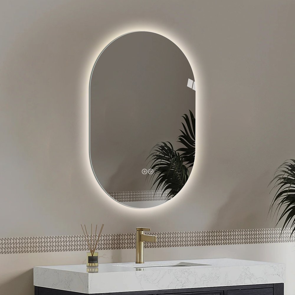 48" Oval Lighted Frameless Anti Fog Bathroom Vanity Mirror