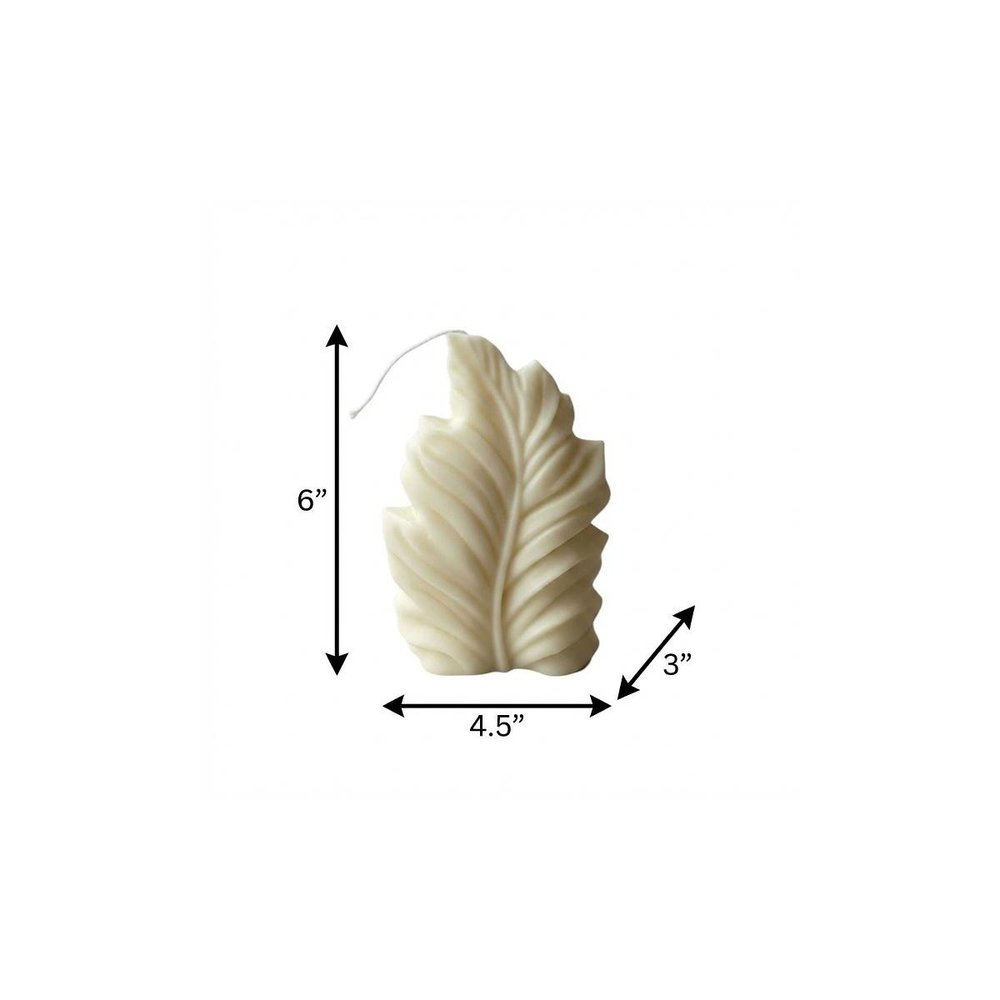 6" Ivory Honeysuckle Scented Dimensional Feather Candle
