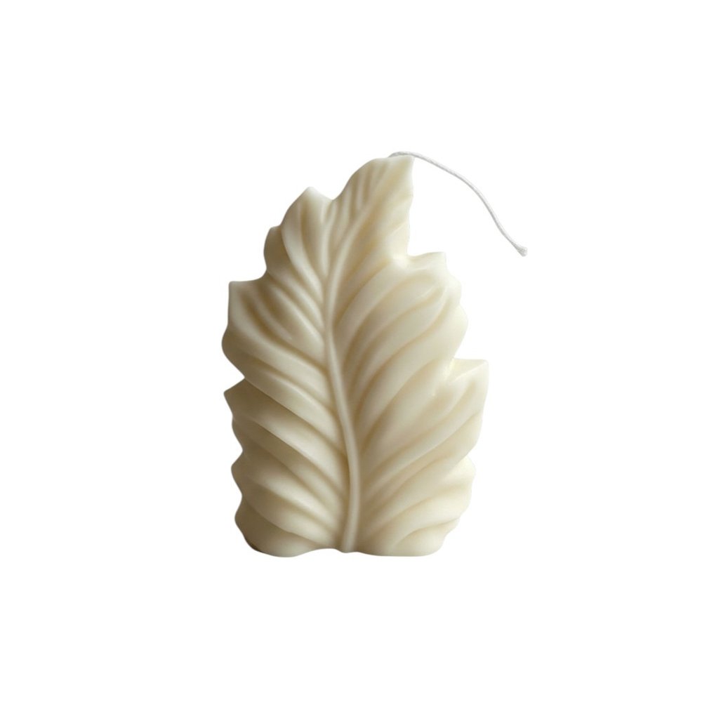 6" Ivory Honeysuckle Scented Dimensional Feather Candle