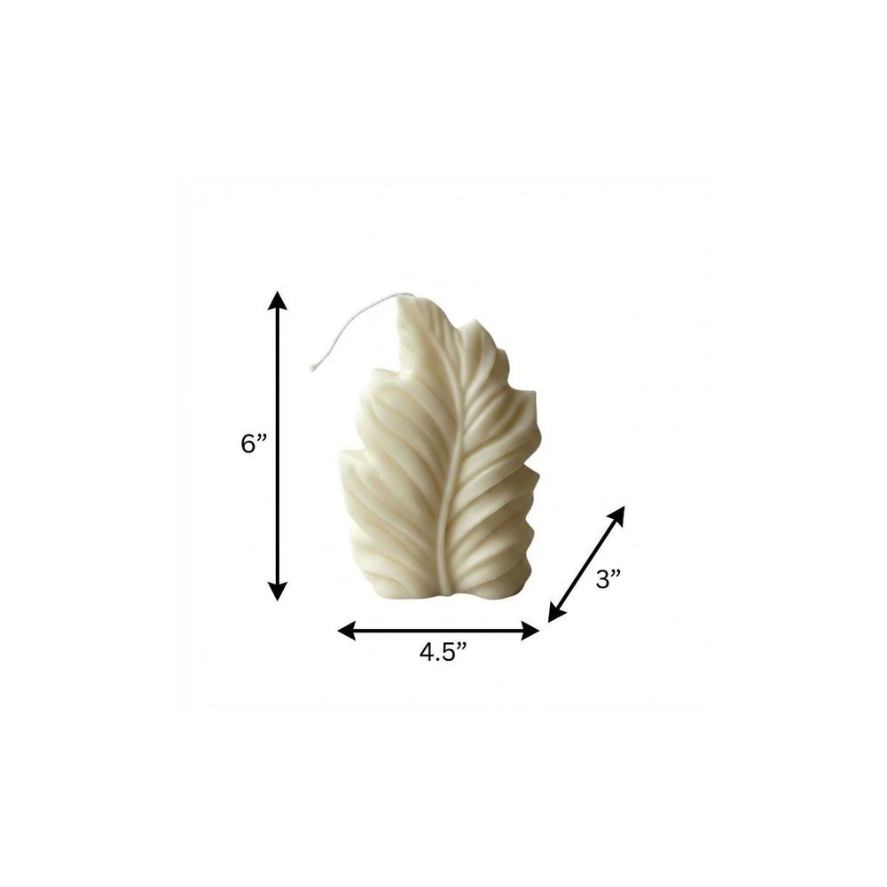 6" Ivory Honeysuckle Scented Dimensional Feather Candle