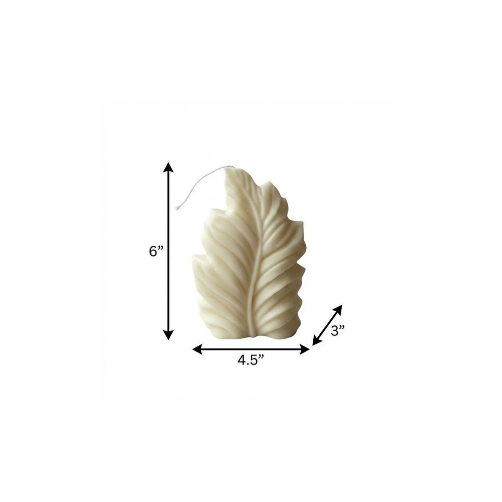 6" Ivory Honeysuckle Scented Dimensional Feather Candle