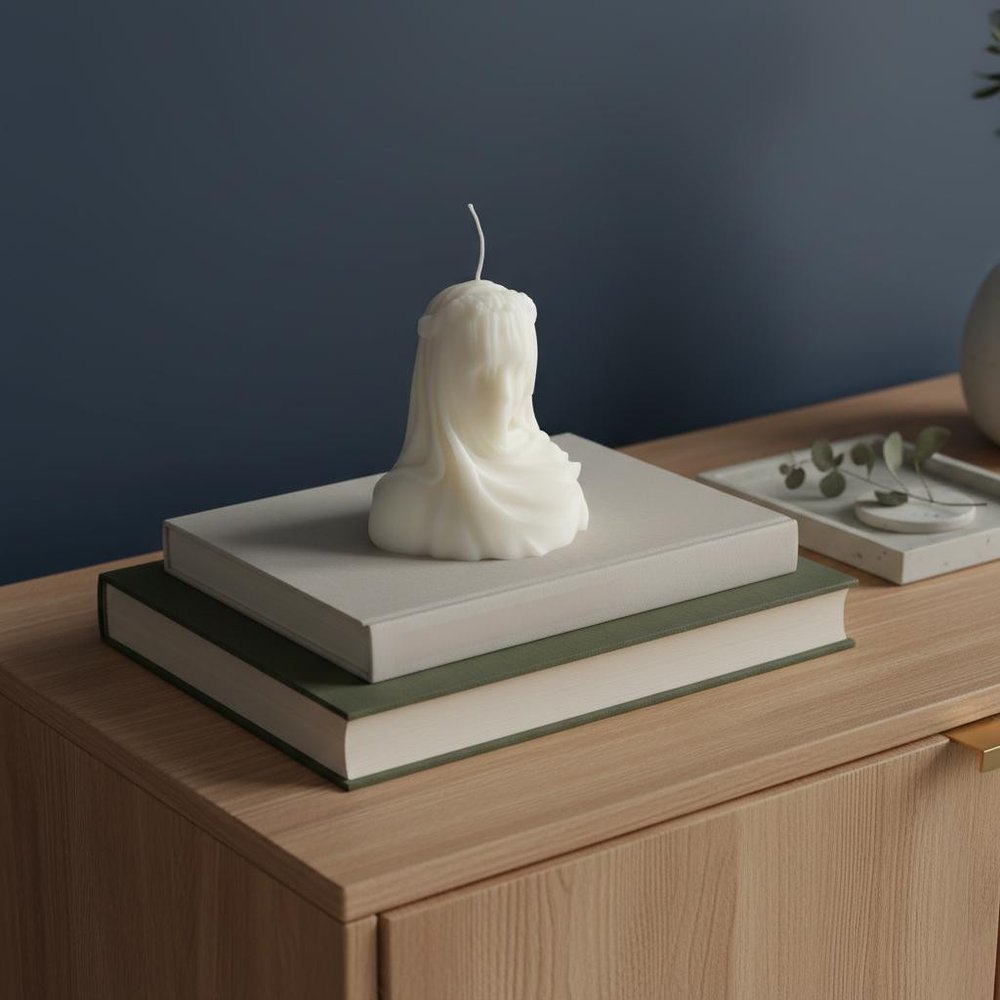 6" Ivory Unscented Dimensional Lady Candle