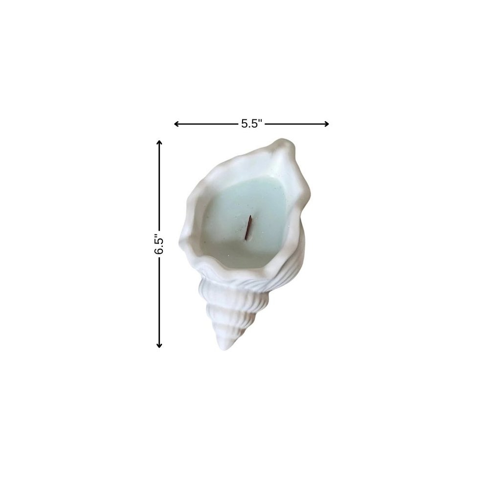 6" Light Blue Unscented Soy Wax Candle In White Resin Novelty Holder