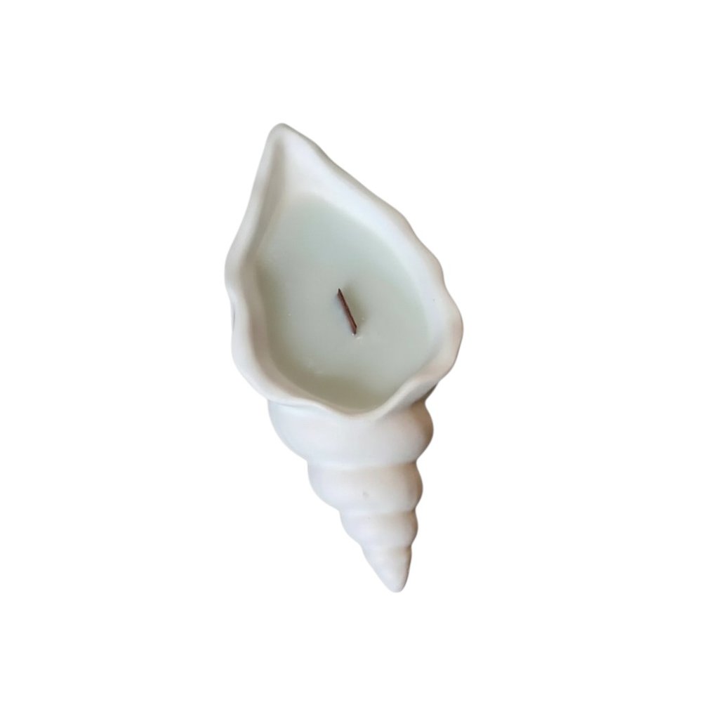 6" Light Blue Unscented Soy Wax Candle In White Resin Novelty Holder