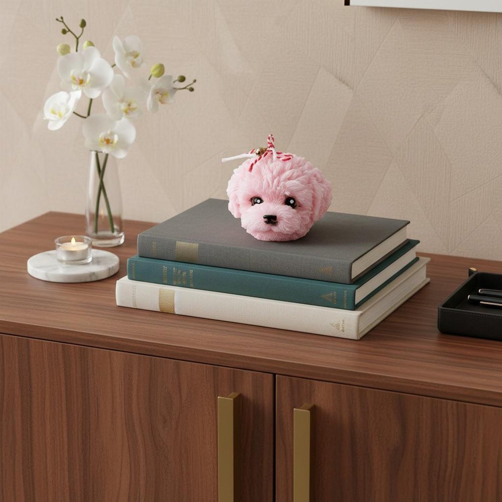 2" Pink Unscented Dimensional Dog Candle
