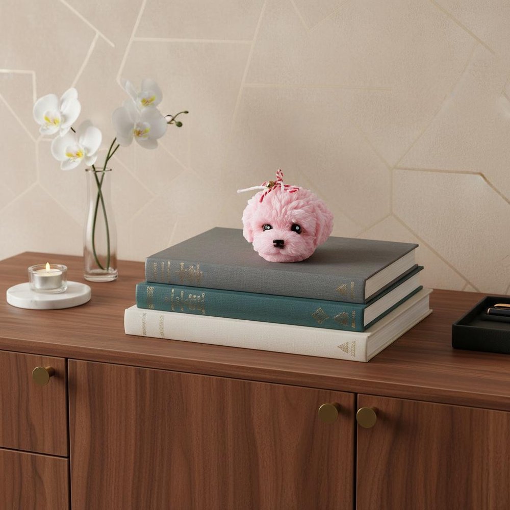 2" Pink Cashmere Plum Scented Dimensional Dog Candle