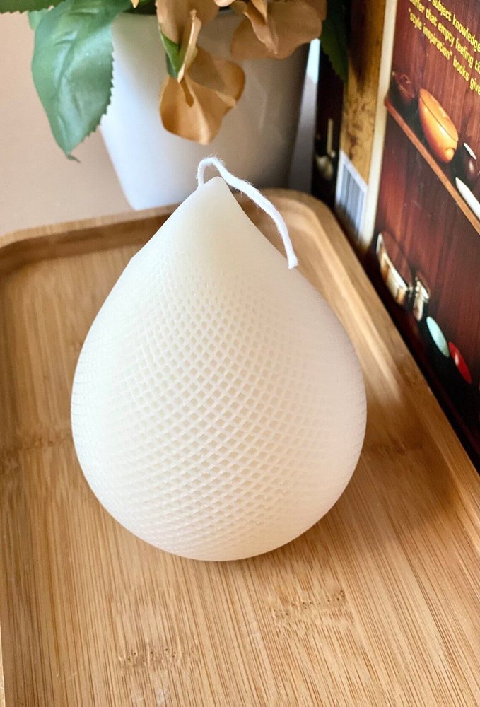 5" Ivory Unscented Dimensional Teardrop Candle
