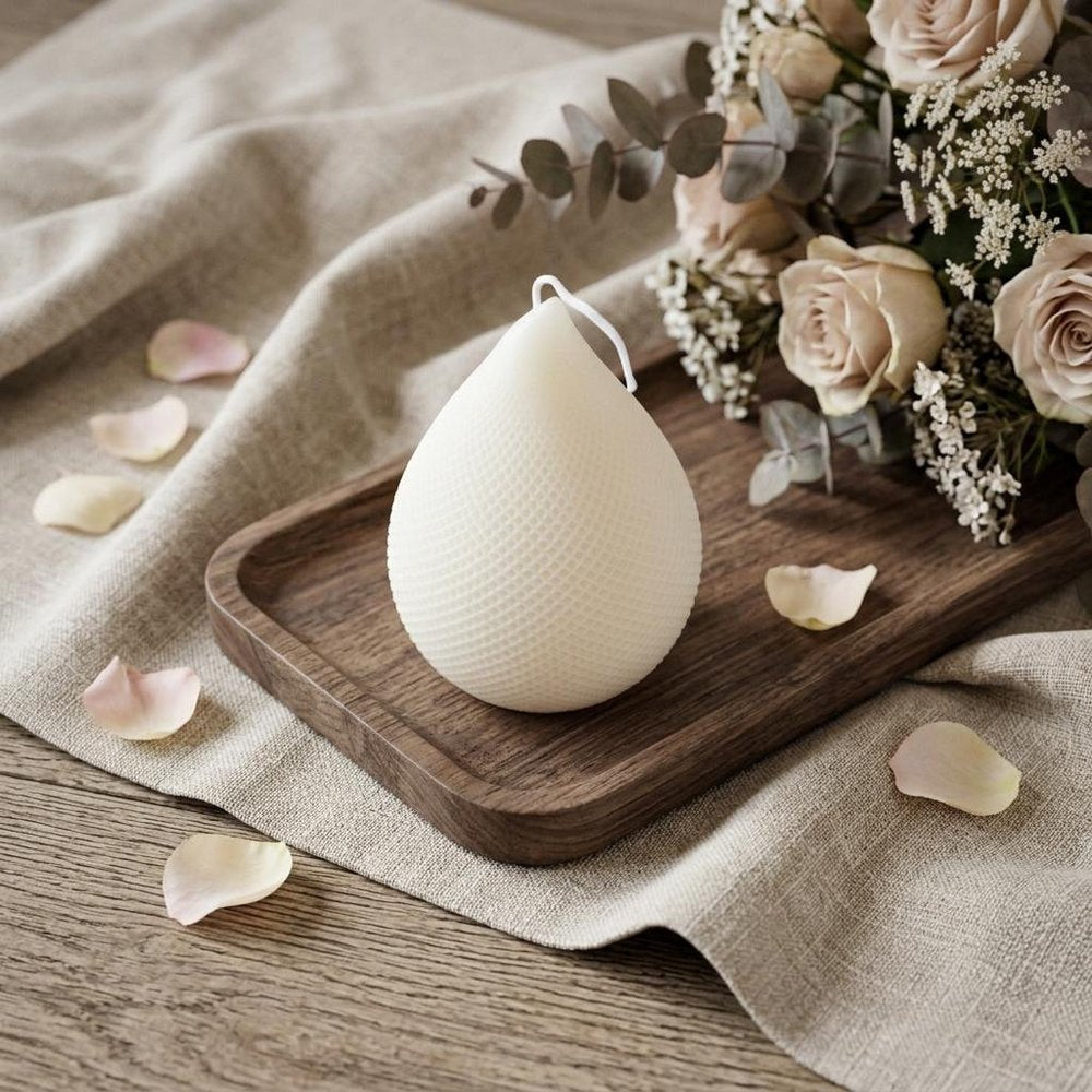 5" Ivory Unscented Dimensional Teardrop Candle