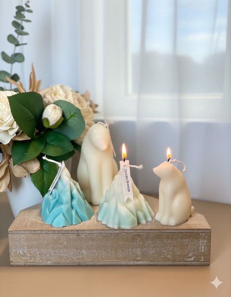 3" Blue Black Ice Scented Dimensional Iceberg Candle