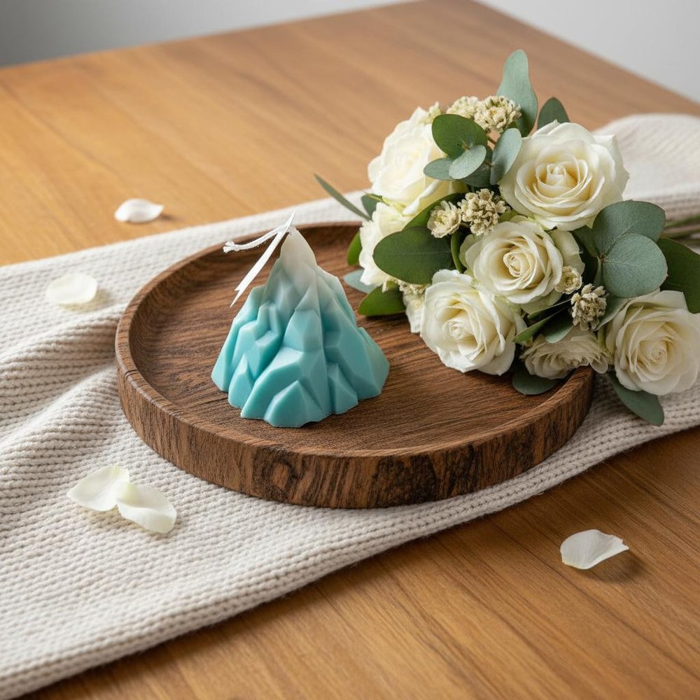 3" Blue Black Ice Scented Dimensional Iceberg Candle